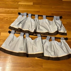 Baby room/ Nursery Curtain Valences Light blue & white w/ brown decorative trim